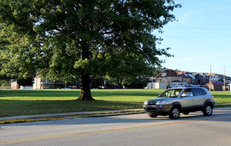 An automobile passes by 1100 Fourth Ave. in Ford City in this Thursday, Sept. 26, 2019, file photo. The site is the
former home of Ford City Junior-Senior High School and future home of BC3 @ Armstrong.