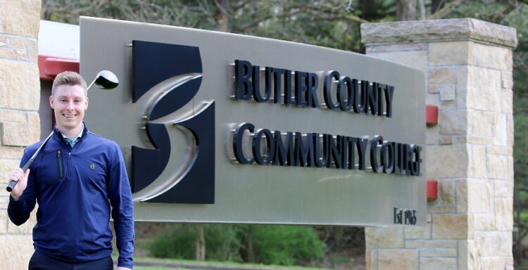 Stefan Carlsson has been selected as a 2021 inductee into Butler County Community College’s Charles W. Dunaway Pioneer Hall of Fame. Carlsson is BC3’s only two-time All-American in golf and was the medalist in leading the Pioneers to the Pennsylvania Invitational Tournament championship in fall 2014 and to the National Junior College Athletic Association Division III Region XX crown in spring 2015. He is shown on Tuesday, April 13, 2021, on BC3’s main campus in Butler Township.