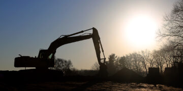 bulldozer in sunlight at bc3 construction site