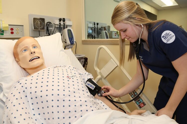 student in BC3 @ Brockway’s Nursing, R.N., career program is shown with a simulated patient at BC3 @ Brockway in a February 2020 file photo. A nursing information session will be held from 5:30 p.m. to 6:30 p.m. Sept. 1 at BC3 @ Brockway, 1200 Wood St., Suite D, Brockway.