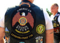 This is a photograph of the back of a motorcyclist's vest